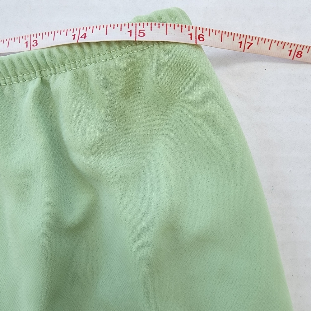 Top/skirt Mint Green 2 Piece Pleated Ruffle Chiffon Jewel Pin Top & Midi Skirt - Picture 9 of 15